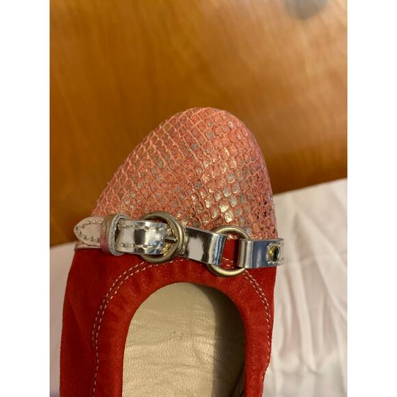 Attilio Giusti Leombrum Vero Cuoio Size 38 Made in Italy Red/Gold Ballet Flat - Picture 9 of 10